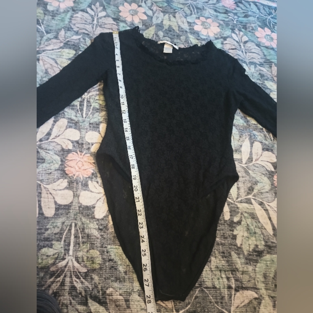 The Limited Womens Sheer Lace Bodysuit Large Black Nylon Whimsigoth Fairy Grunge - Picture 8 of 9